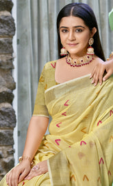 Cotton Yellow Libas Saree